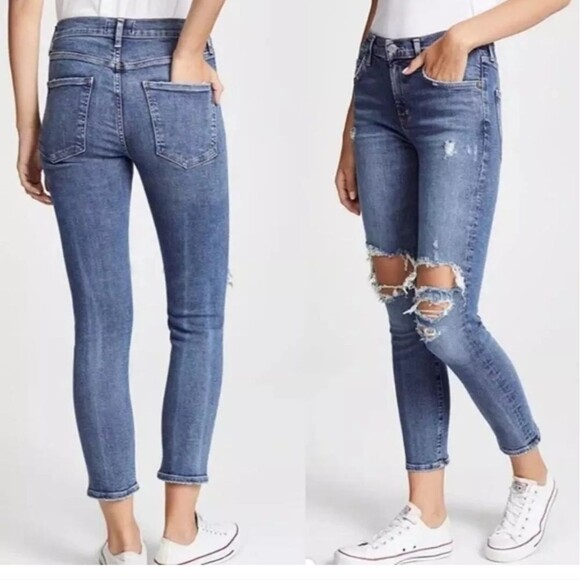 AGOLDE Sophie Distressed High Rise Skinny Crop Jeans A018-843 Size 25 - Picture 1 of 16